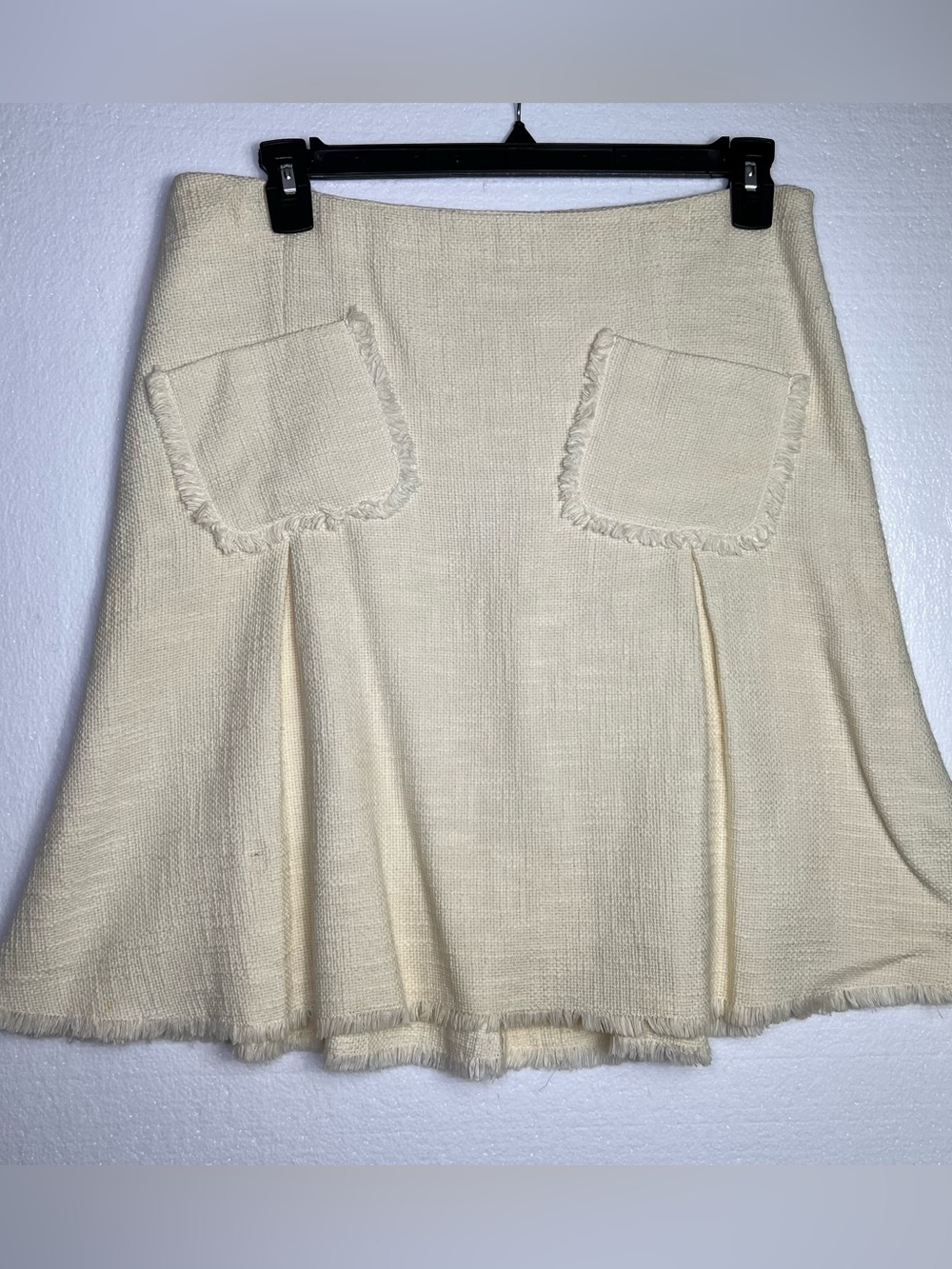 Moschino cheap and chic vintage cream woven tweed pleated mini/midi skirt sz 12